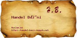 Handel Béni névjegykártya
